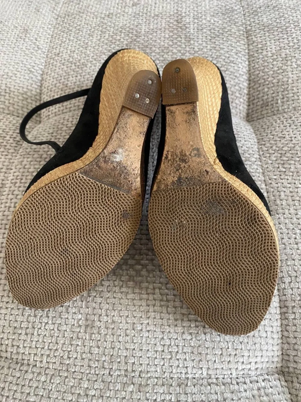 Gucci Black Suede Horsebit Wedge Espadrille Platform Sandals